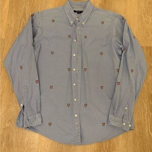 Brooks Brothers Blue Button-Down Shirt with Embroidered Details